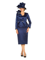 Giovanna 3pc Quilted Peplum Skirt Suit with Brooch-Plus, Style G1319W