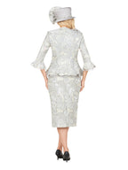 Giovanna Metallic Brocade 3pc Suit w/ Organza Ruffle Jkt, Style G1326