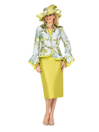 Giovanna Floral Brocade 3pc Skirt Suit w/ Peplum Jkt-Plus, Style G1331W