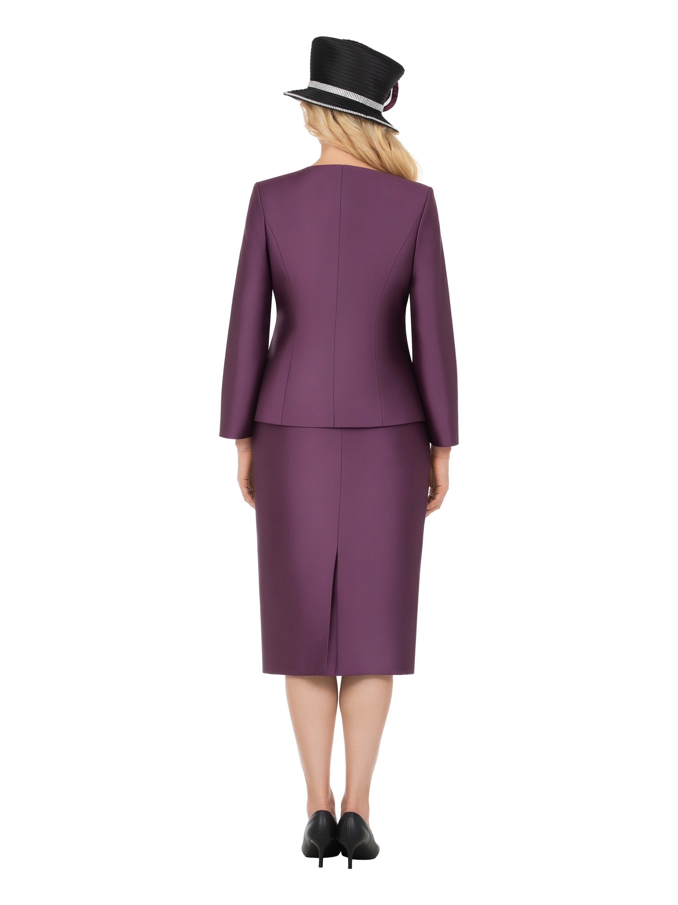 Embellished Lace & Silky Twill 3pc Skirt Suit-Plus