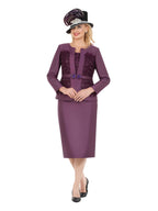 Giovanna Embellished Lace & Silky Twill 3pc Skirt Suit, Style G1337