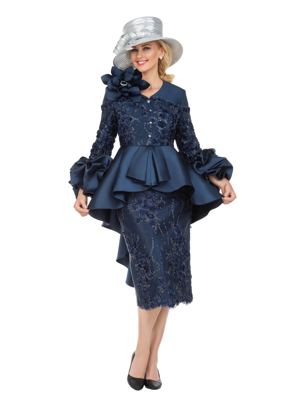 Giovanna Sculpted Elegance Floral Lace 2pc Skirt Suit, Style G1345