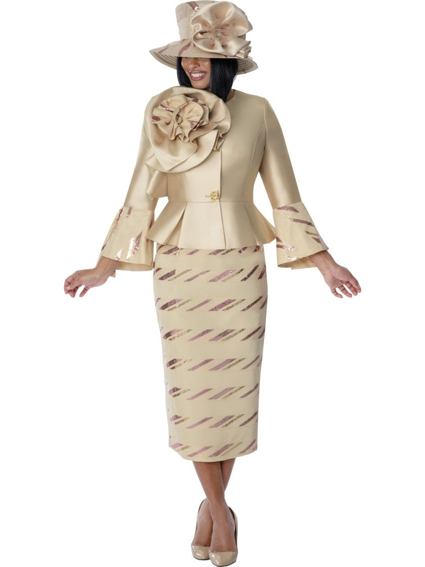 GMI Champagne w/Multi  2-Piece Skirt Suit, Style G401732