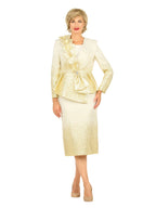 Giovanna Metallic Brocade 3-Piece Peplum Skirt Suit, Style G1328