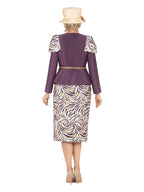 Giovanna 3pc Silky Twl+Brcd Skt Suit w/ Gold Waist Dtl, Style G1209