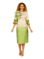 Giovanna Metallic Brocade Ruffle-Shoulder Sheath Dress, Style D1678