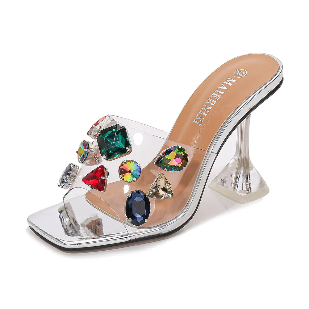 Sparkle Summer Heels With Glass Colored Diamonds