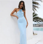 Long Dress with Rose Brooch - Summer Style (One Piece)