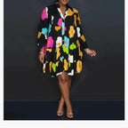 Loose Floral Print Long Sleeve V-Neck Maxi Dress