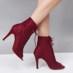 Chic Roman High Heel Lace-Ups & Peep Toe Boots