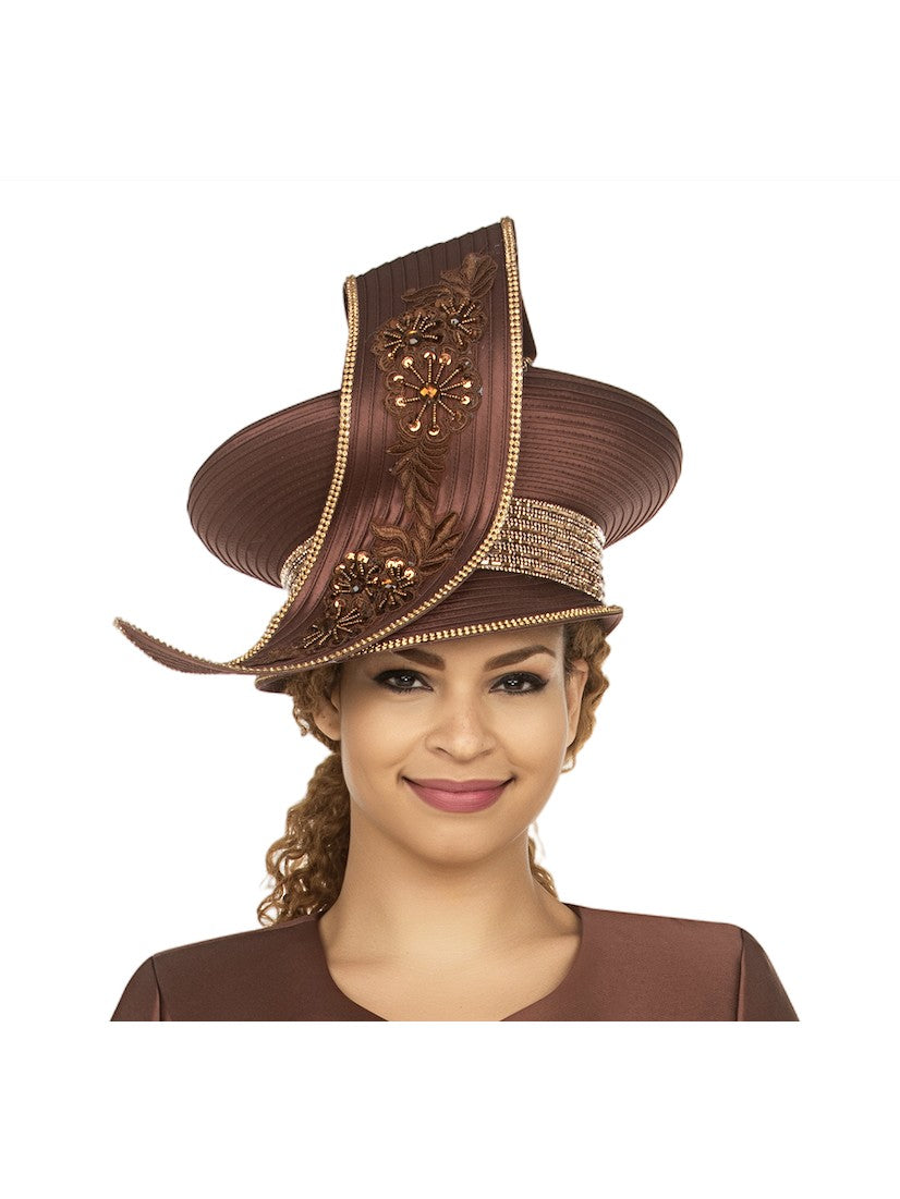 Giovanna Oversize Pillbox Hat w/ Embroidery, Beads&Stones, Style HG1304
