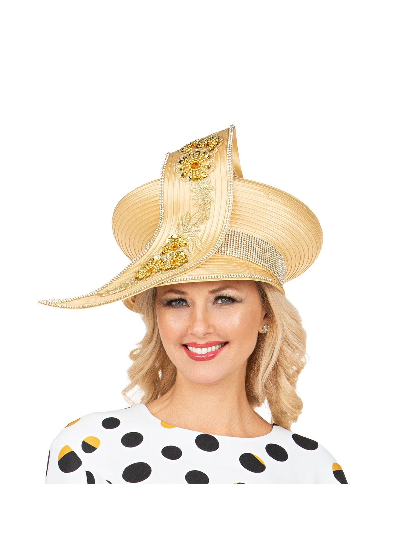 Giovanna Oversize Pillbox Hat w/ Embroidery, Beads&Stones, Style HG1304