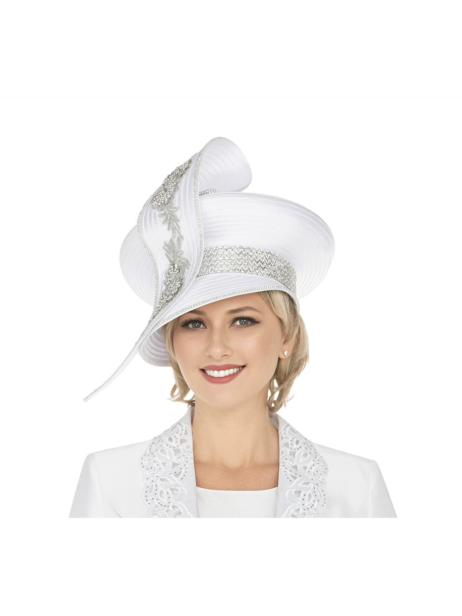 Giovanna Oversize Pillbox Hat w/ Embroidery, Beads&Stones, Style HG1304