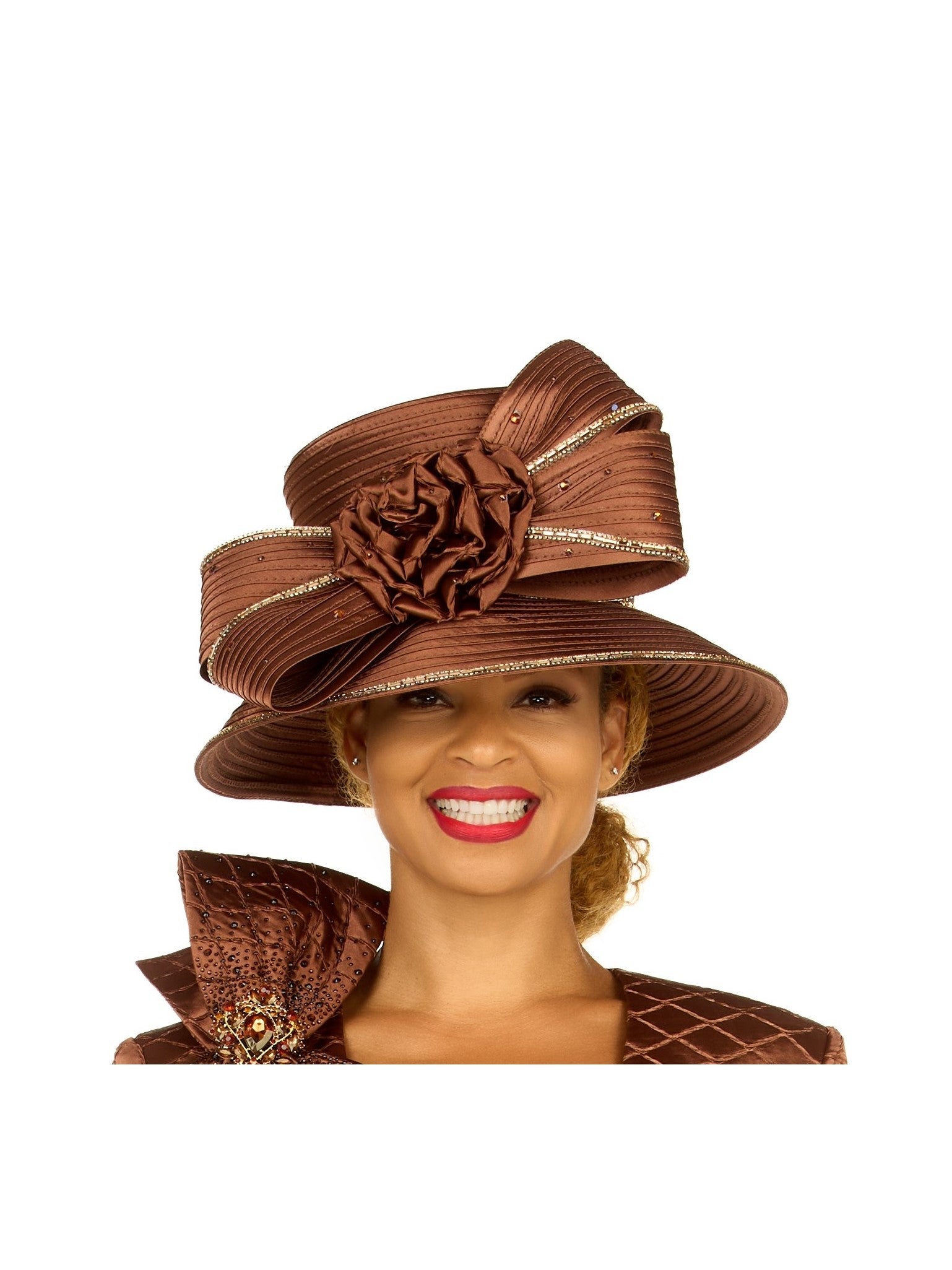 Giovanna Structured Ribbon Rosette Occasion Hat, Style HG1319