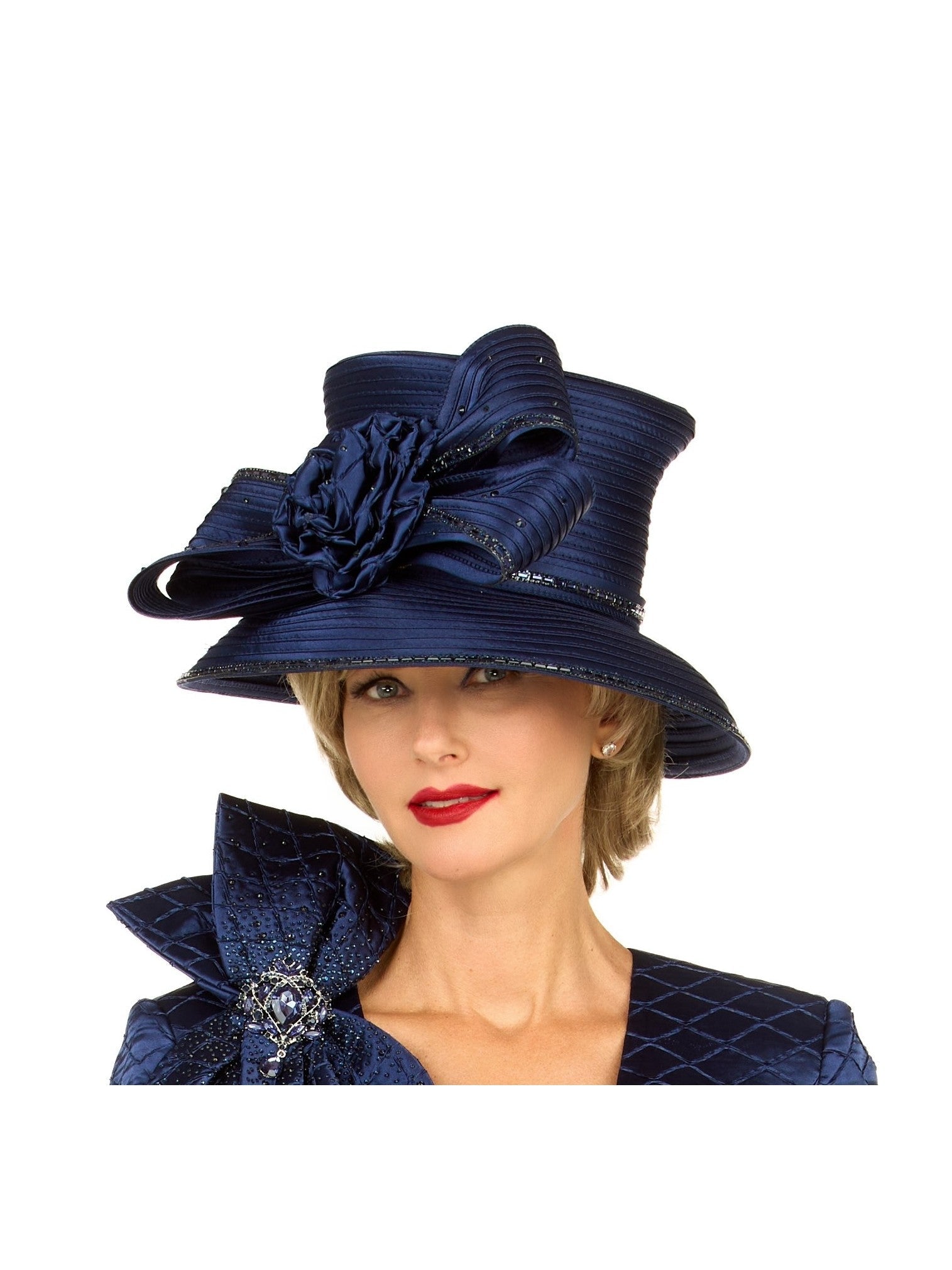 Giovanna Structured Ribbon Rosette Occasion Hat, Style HG1319
