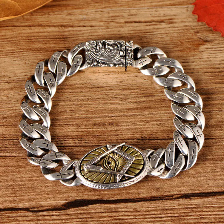 Men's Cross Bracelet with God Eye and Phoenix Pattern