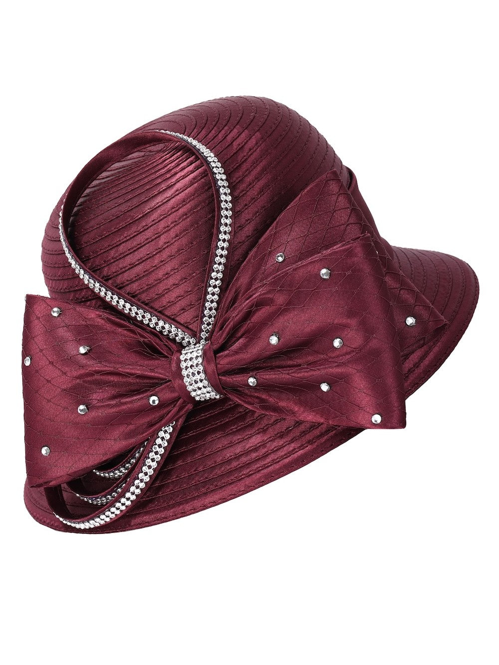 Giovanna Jeweled Statement Bow Medium-Brim Ribbon Hat, Style HR1062