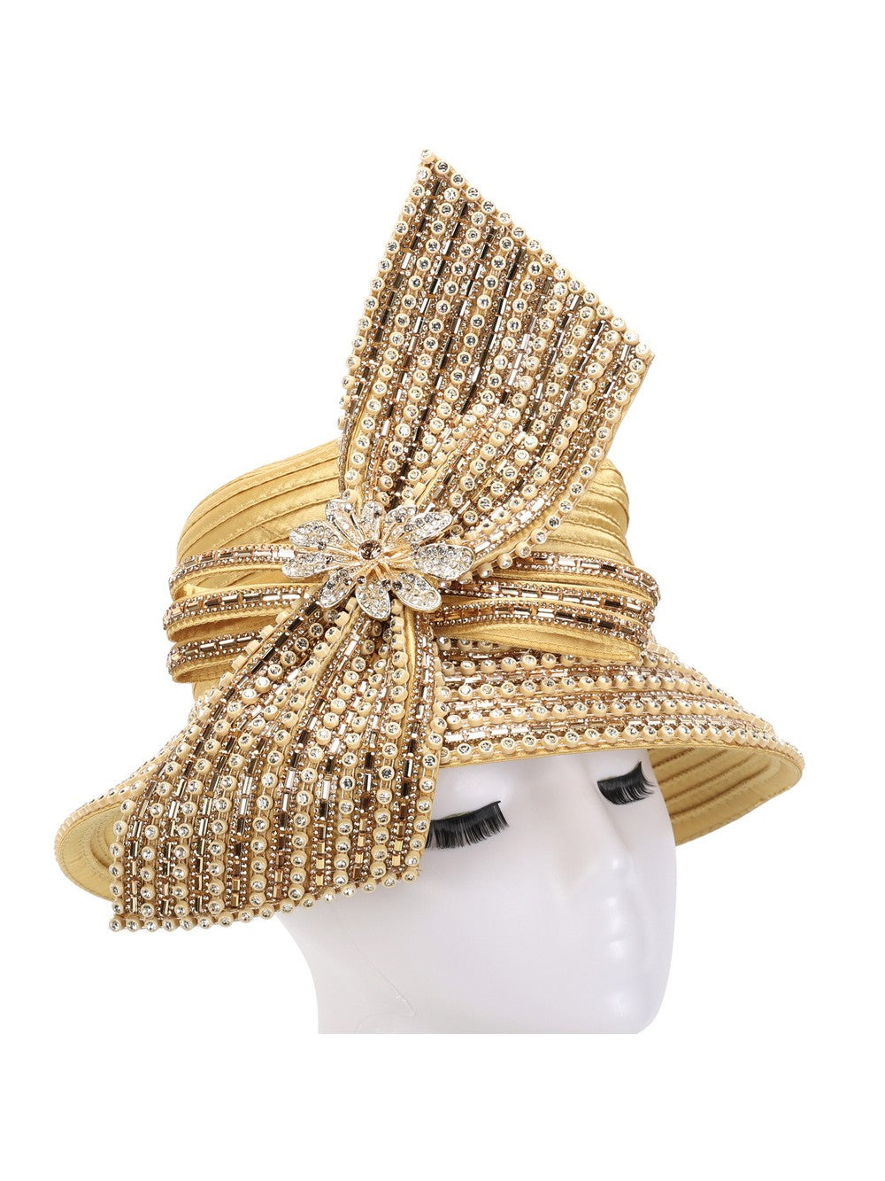 Giovanna Small Brm Hat w/ Massive Rhinestones Decor, Style HR2214