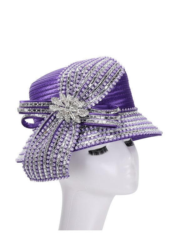 Giovanna Small Brm Hat w/ Massive Rhinestones Decor, Style HR2214
