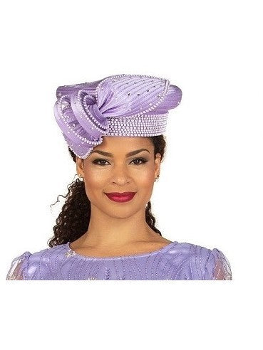 Giovanna Satin Ribbon Pillbox w/ Bow and Stones, Style HR22124