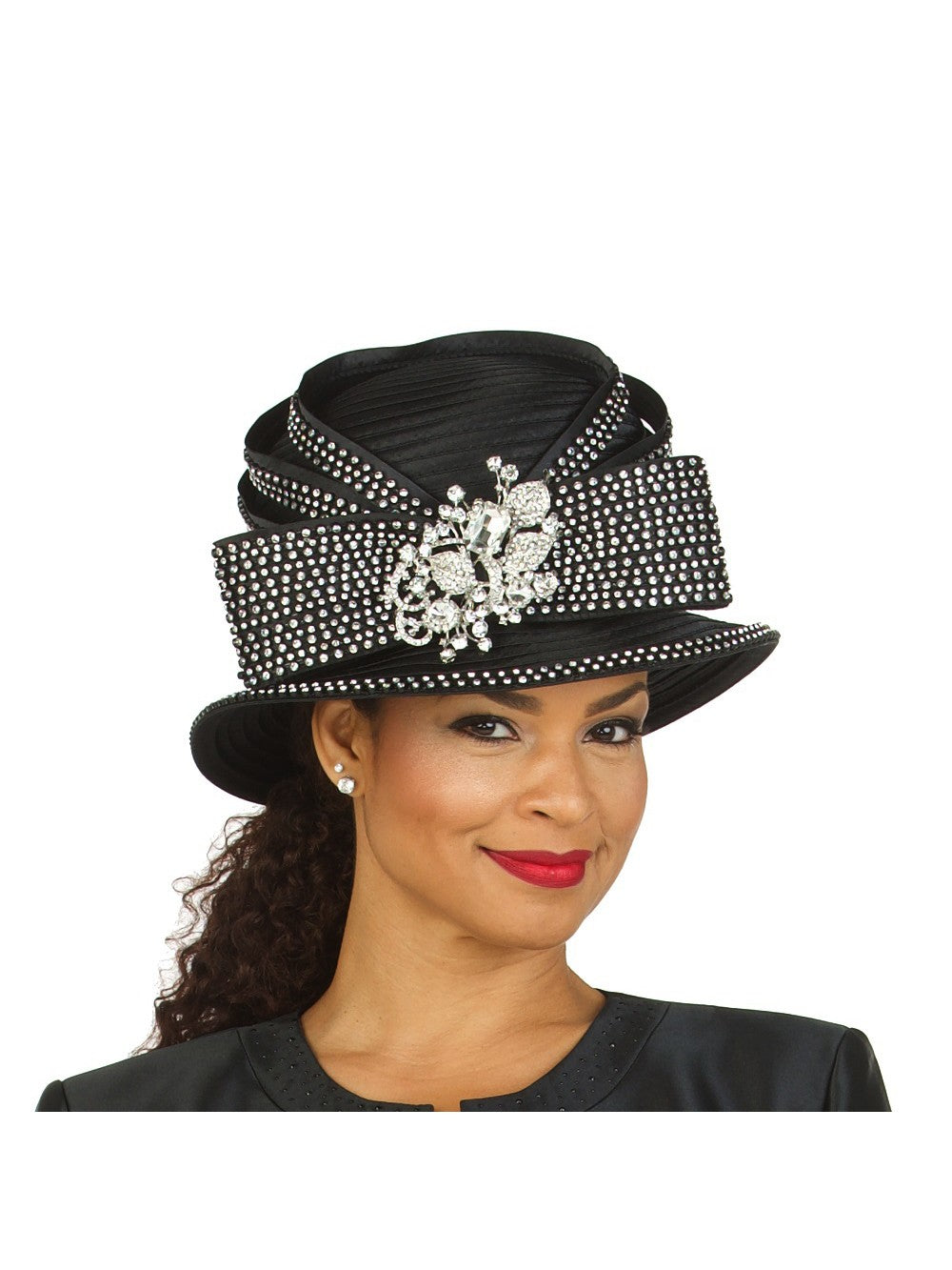Giovanna Small Brim Hat w/ Rhinestone Decor, style HR22129