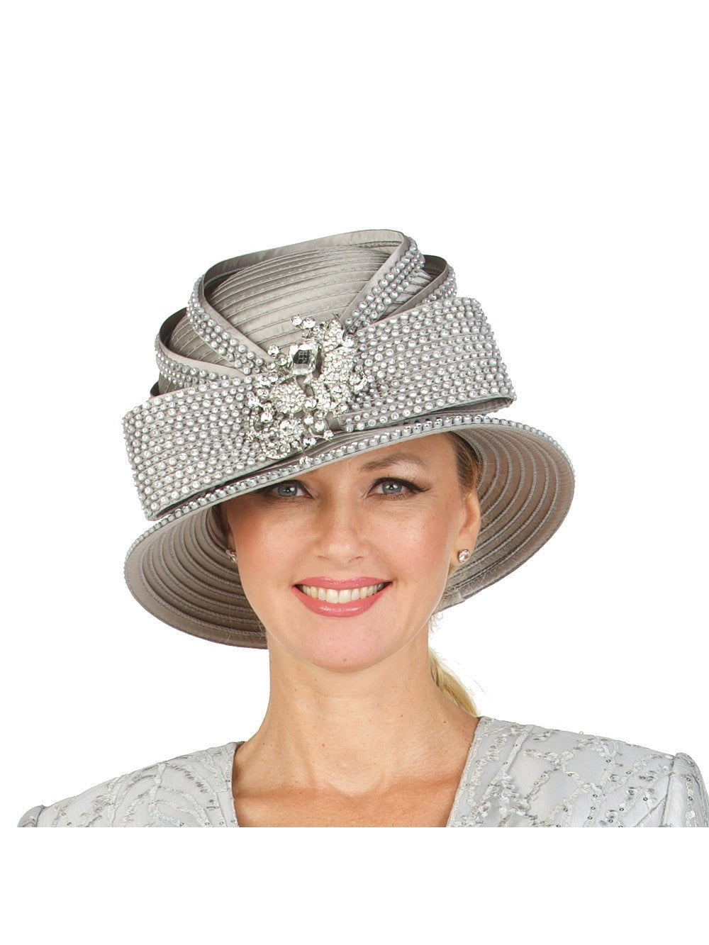 Giovanna Small Brim Hat w/ Rhinestone Decor, style HR22129