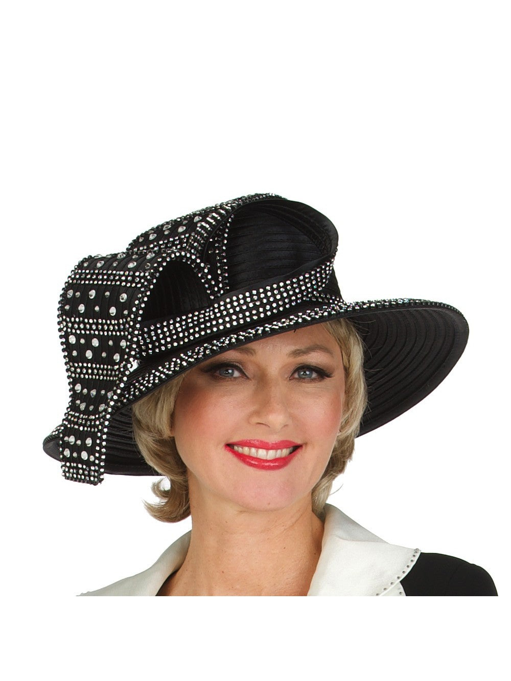 Giovanna Wide Brim Hat w/ Rhinestone Decor, Style HR22130