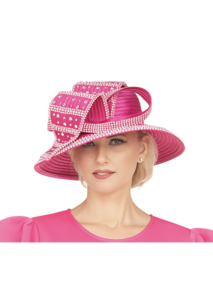 Giovanna Wide Brim Hat w/ Rhinestone Decor, Style HR22130