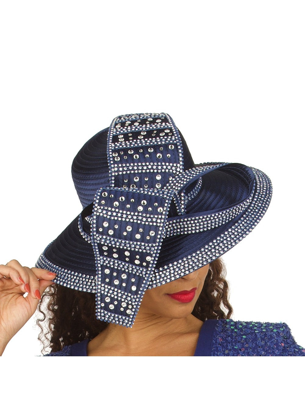 Giovanna Wide Brim Hat w/ Rhinestone Decor, Style HR22130