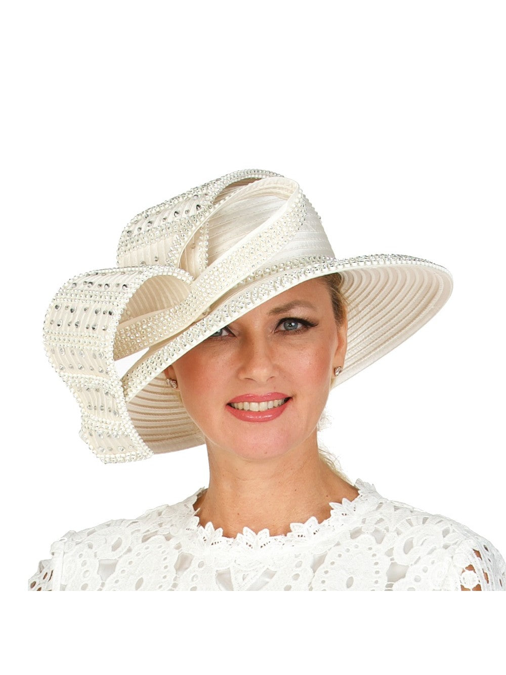 Giovanna Wide Brim Hat w/ Rhinestone Decor, Style HR22130