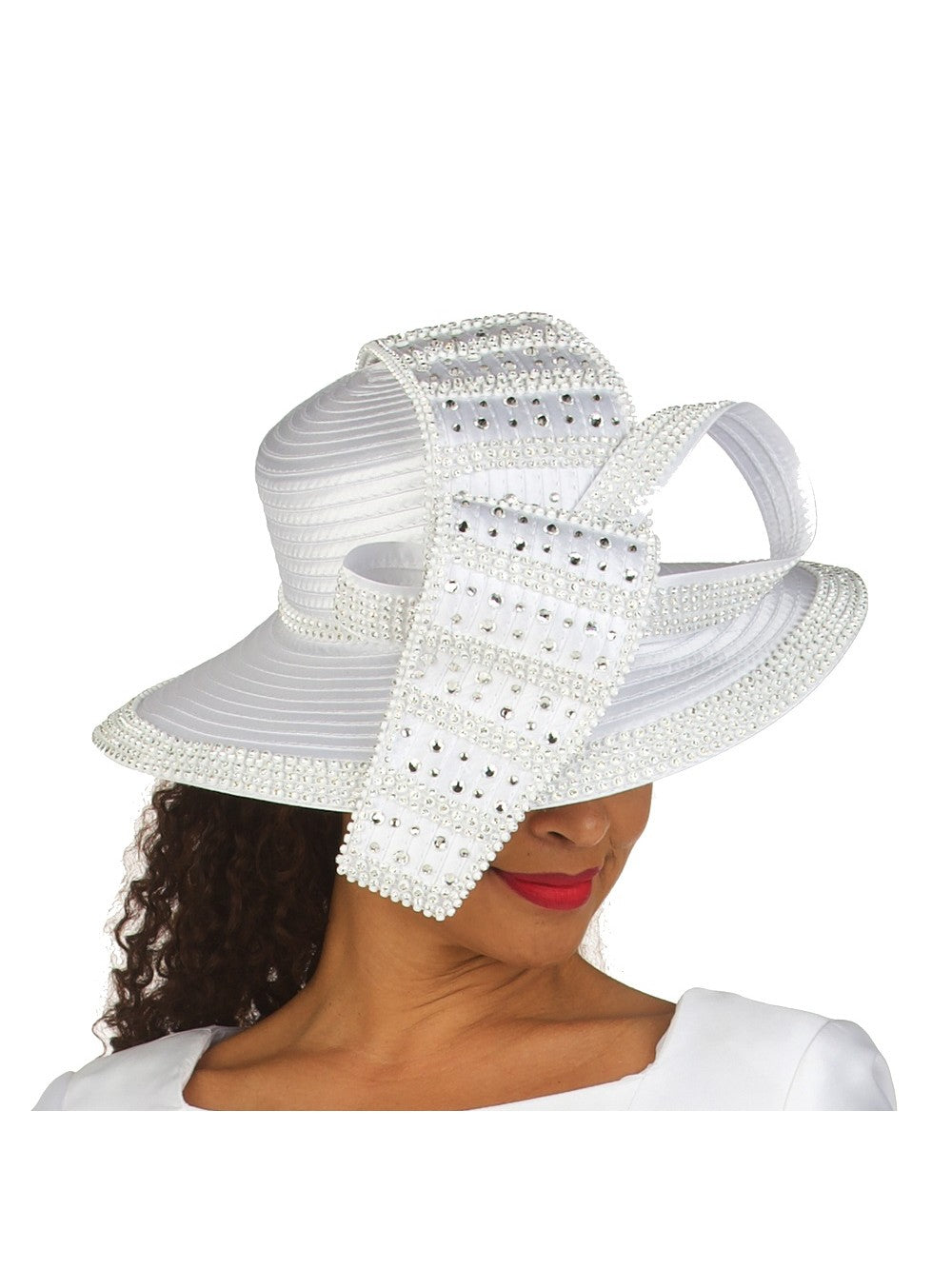 Giovanna Wide Brim Hat w/ Rhinestone Decor, Style HR22130