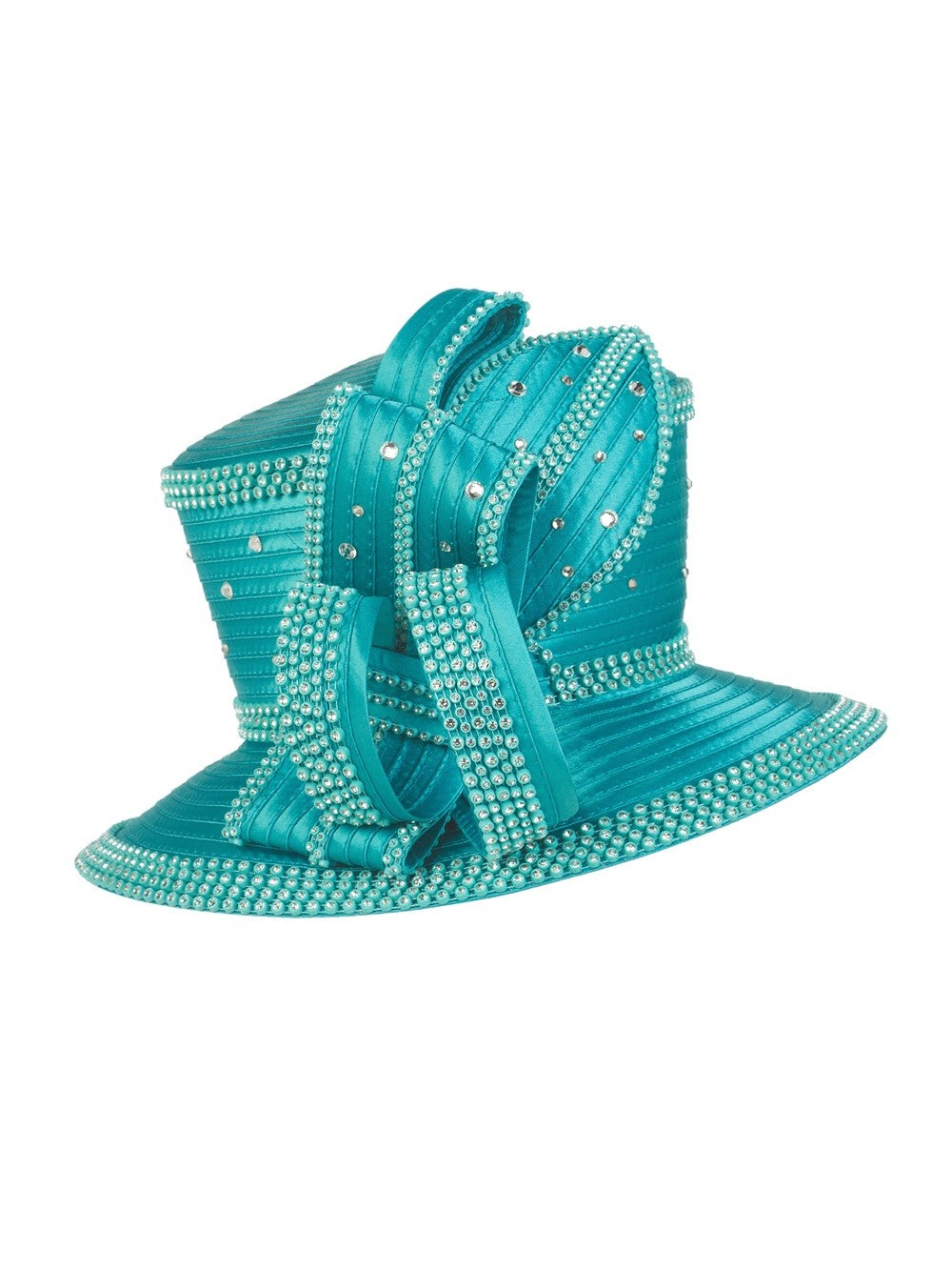Giovanna Rhinestone Embellished Sculpted Wide-Brim Hat, Style HR22131