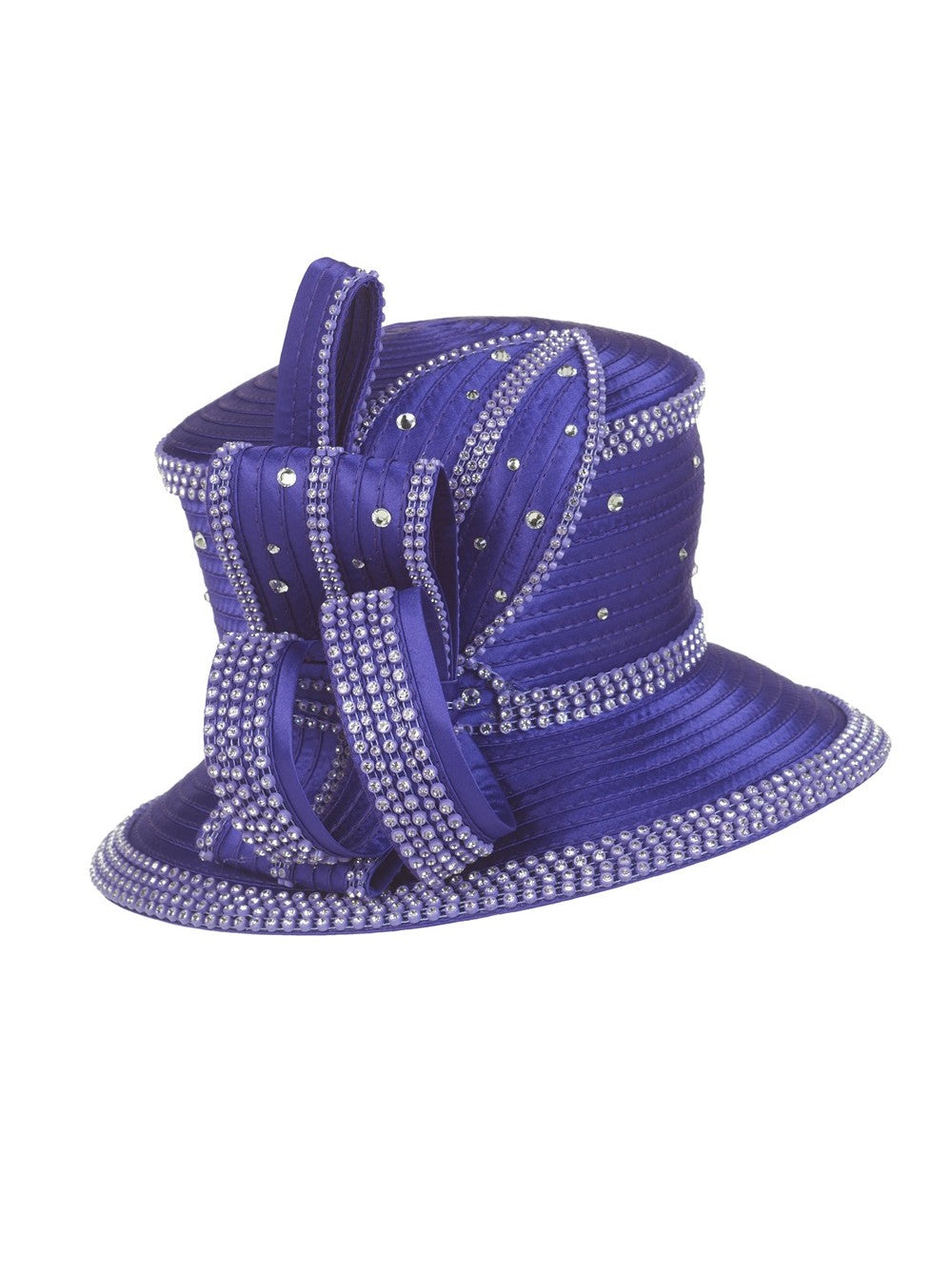 Giovanna Rhinestone Embellished Sculpted Wide-Brim Hat, Style HR22131