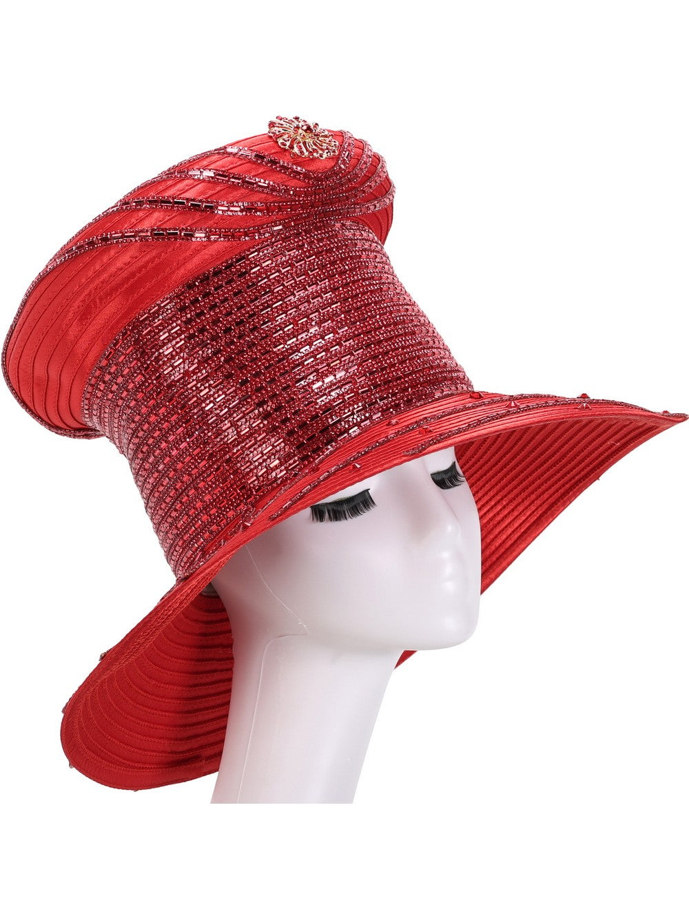 Giovanna High Crown Heavily Stoned Medium Brim Hat, Style HR22134