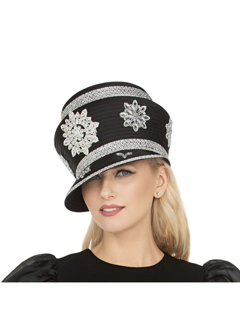 Giovanna Rhinestone Patches Embellished Round Hat, Style HR22149
