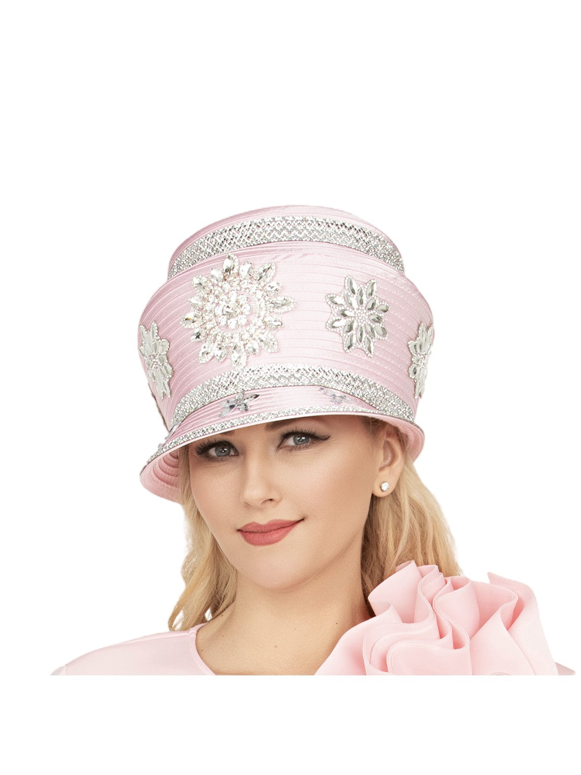 Giovanna Rhinestone Patches Embellished Round Hat, Style HR22149