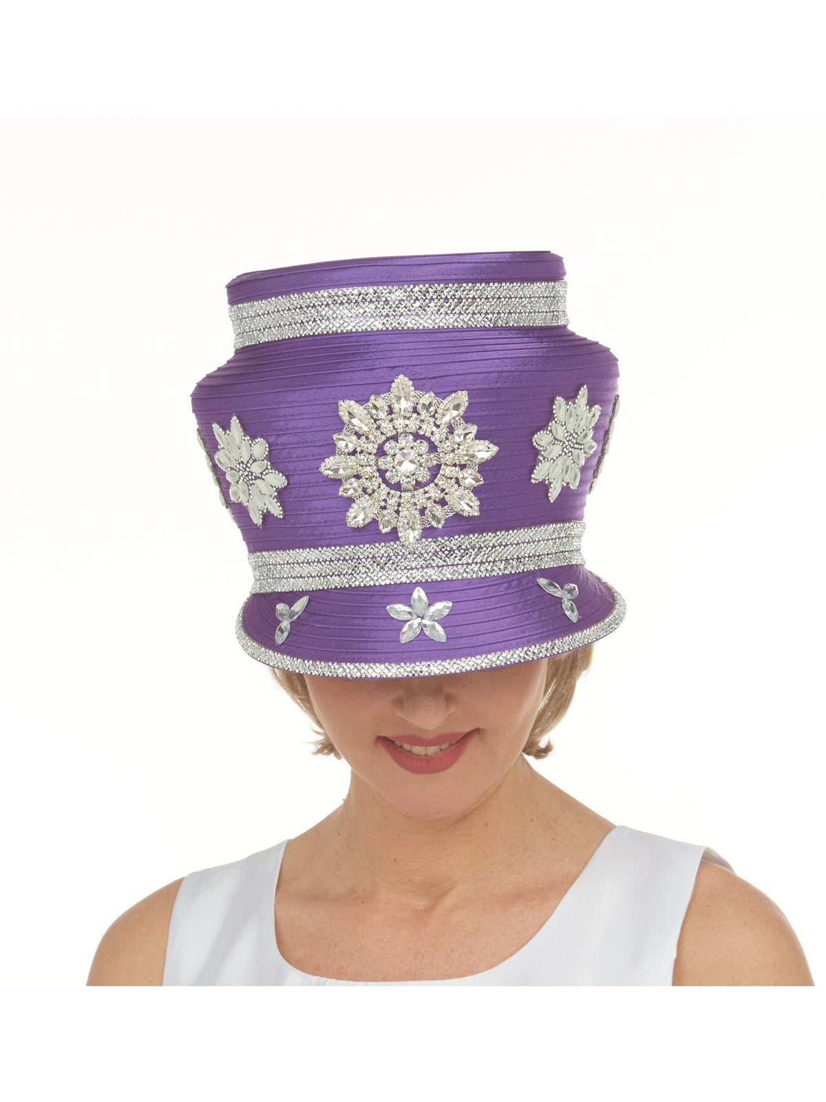 Giovanna Rhinestone Patches Embellished Round Hat, Style HR22149