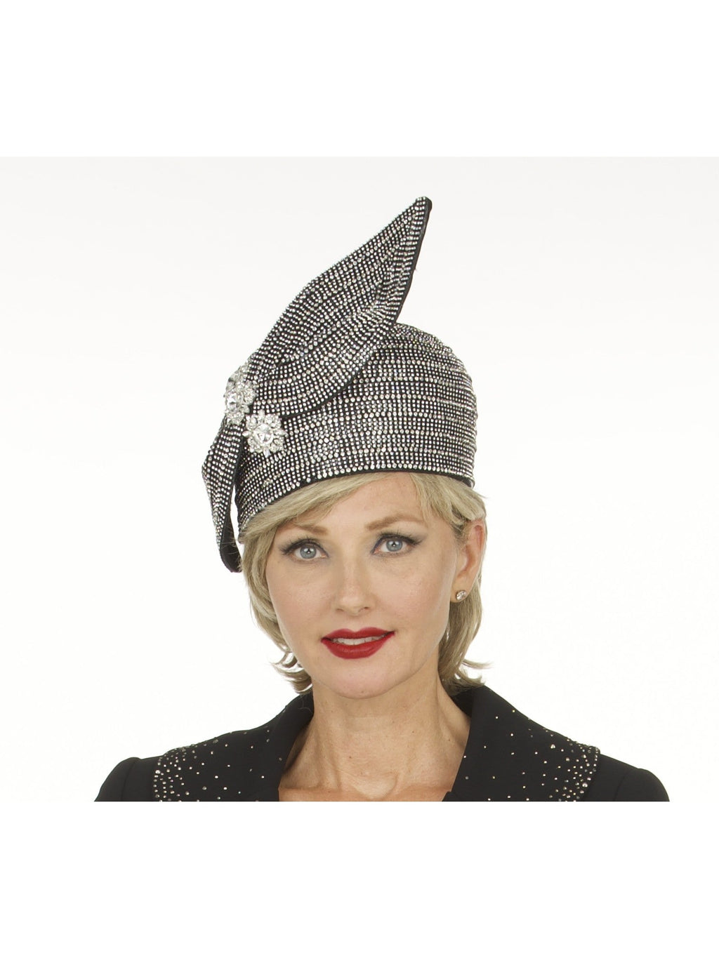 Giovanna Fully Stoned Pillbox Hat w/ Bow, Style HR22159