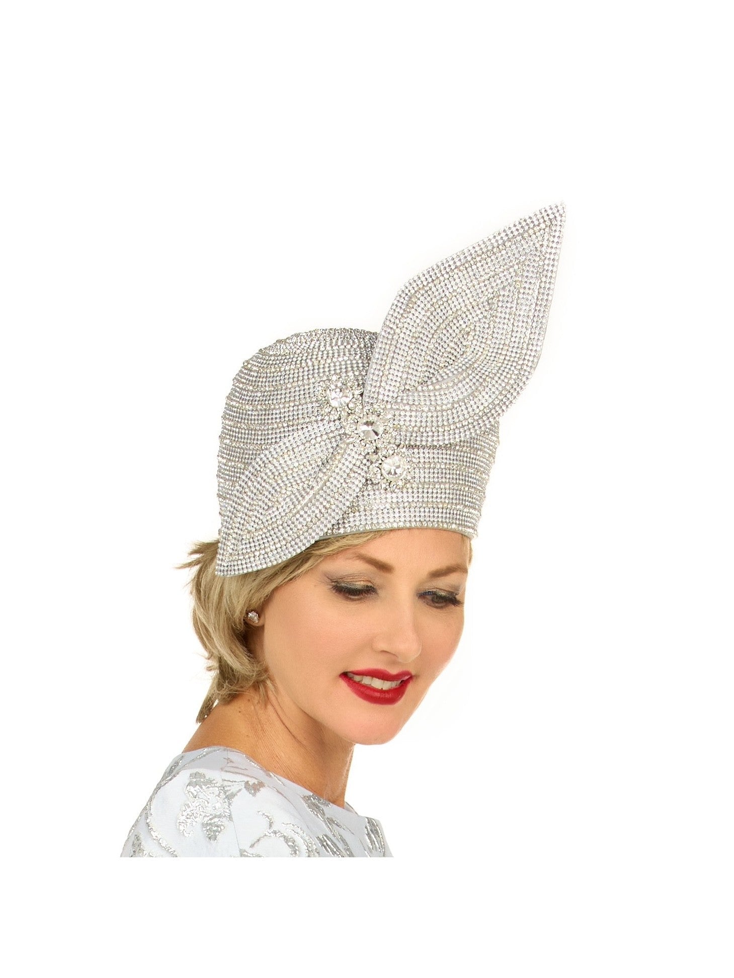 Giovanna Fully Stoned Pillbox Hat w/ Bow, Style HR22159