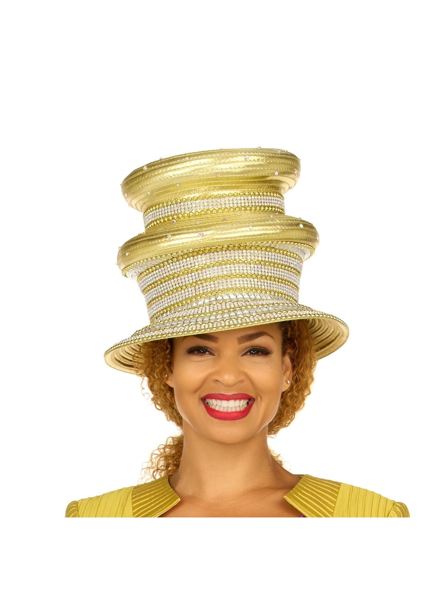 Giovanna Dazzling Triple-Tier Rhinestone Church Hat, Style HR22161