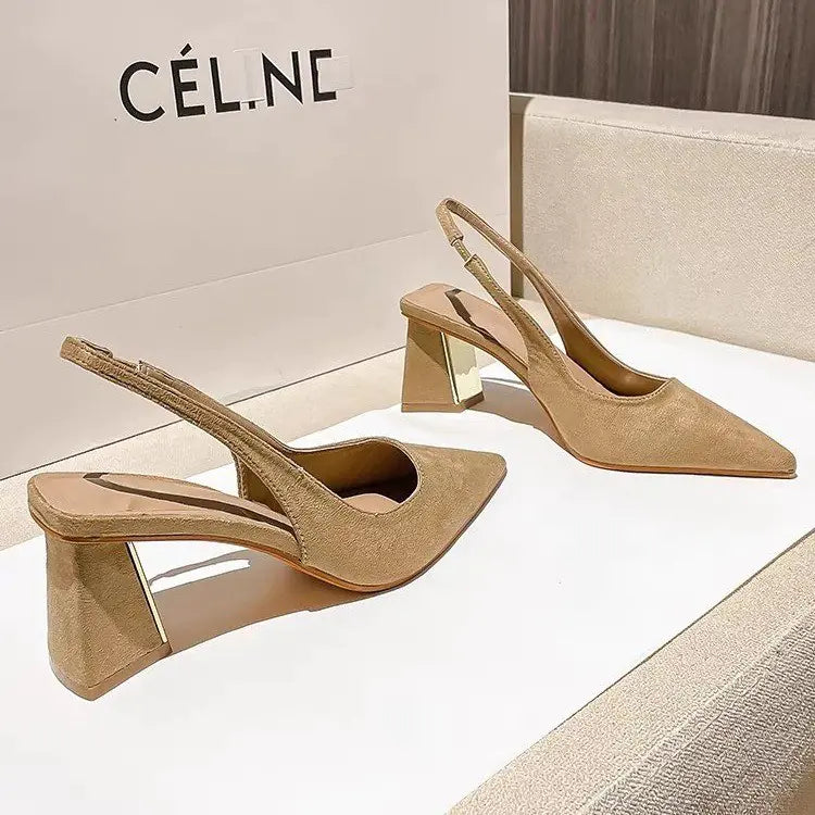 Elegant Women's Slingback Pointed Toe Block Heels