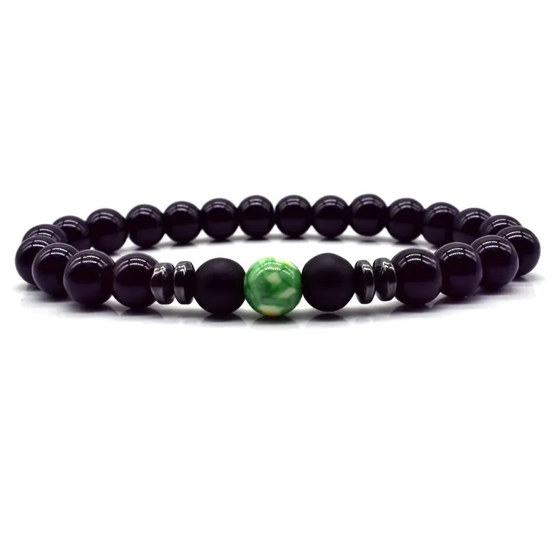 Obsidian Couples Bead Bracelet - Natural Stone Jewelry