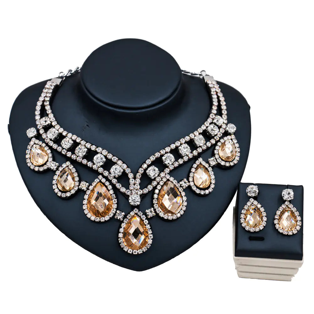 Vibrant Royalty - Colorful Exaggerated Necklace and Earring Set Made for a Queen