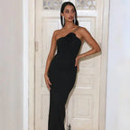 Long Dress with Rose Brooch - Summer Style (One Piece)