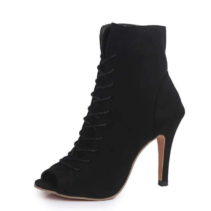 Chic Roman High Heel Lace-Ups & Peep Toe Boots