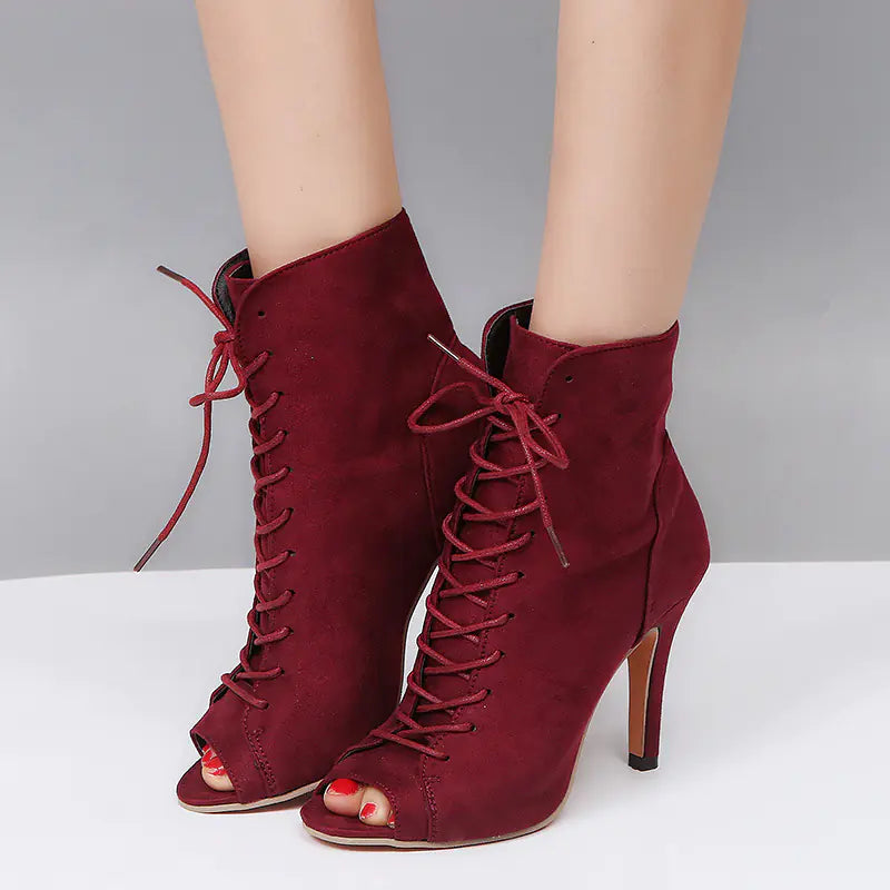 Chic Roman High Heel Lace-Ups & Peep Toe Boots