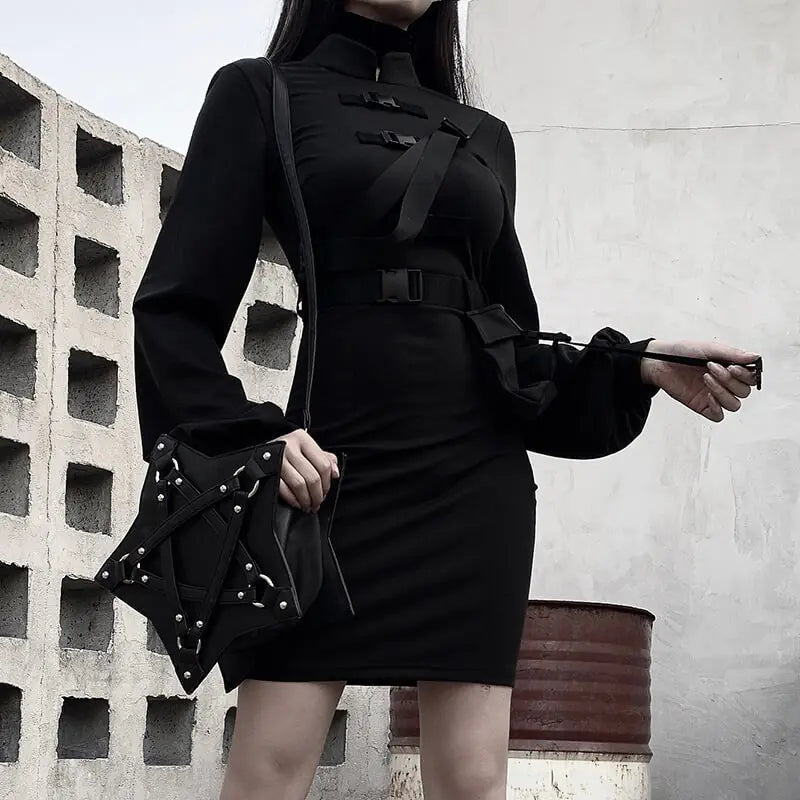 Bodycon Dress with Flared Sleeves
