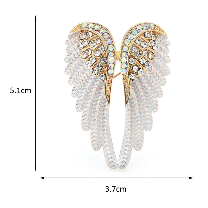 Three-Dimensional Diamond Angel Wing Brooch