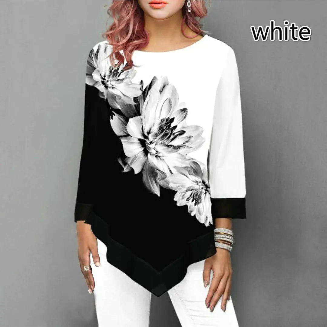 New Digital T-Shirt, 3/4 Sleeve Print Tee