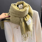 Reversible Classic Plaid Tassel Scarf for Cold Weather